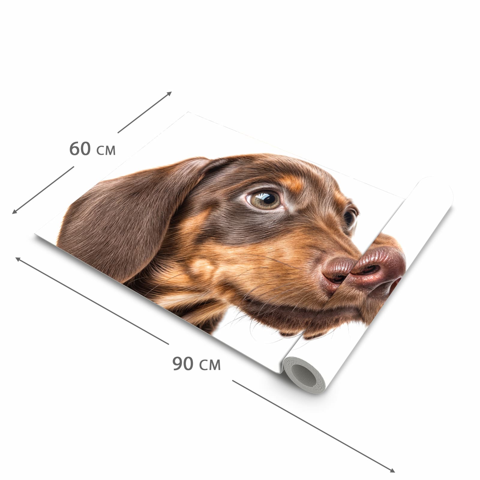 Zeitsparender waschbarer Küchenteppich mit Motiv Niedlicher Hund in der Grösse 90x180 cm