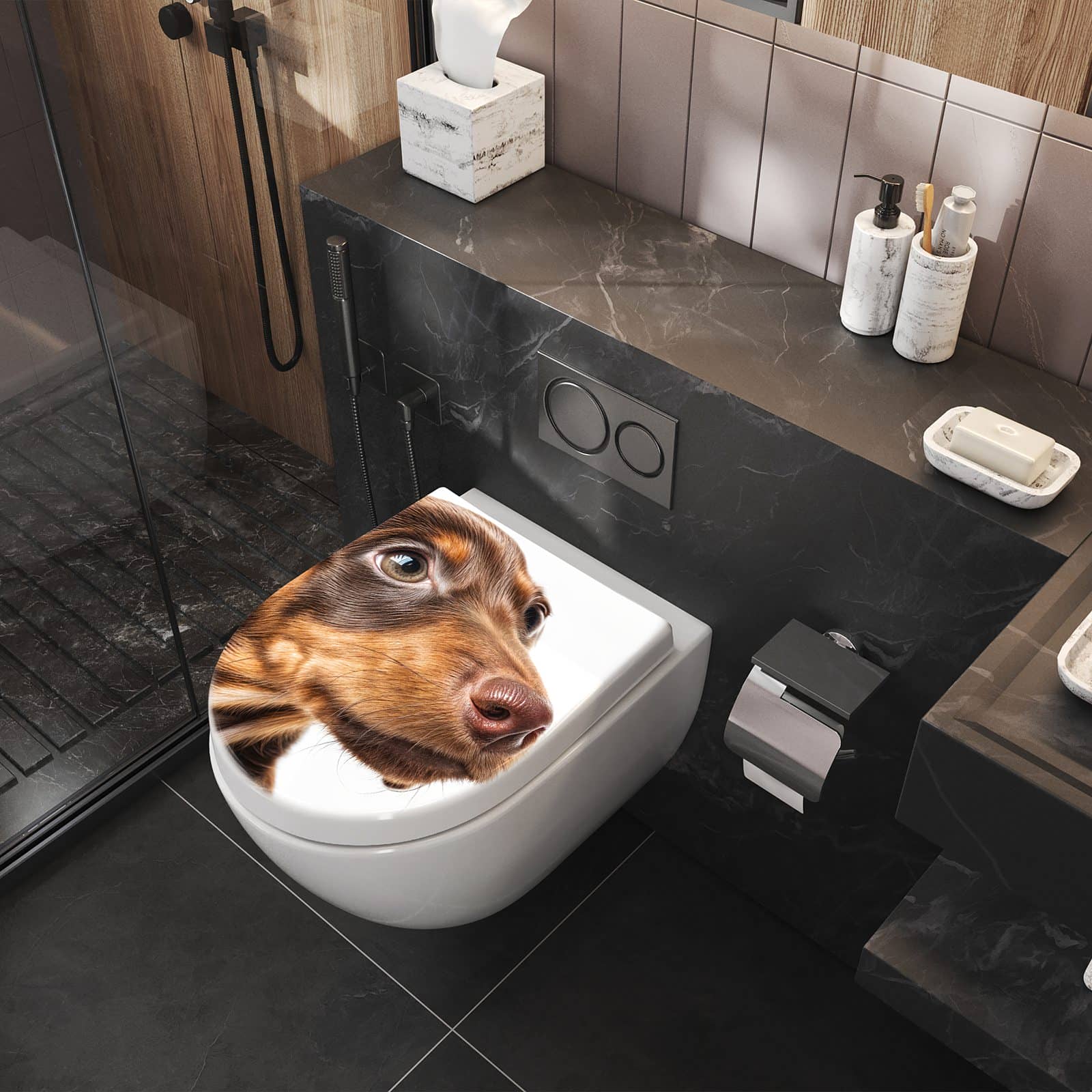 WC-Sitz mit Absenkautomatik Niedlicher Hund