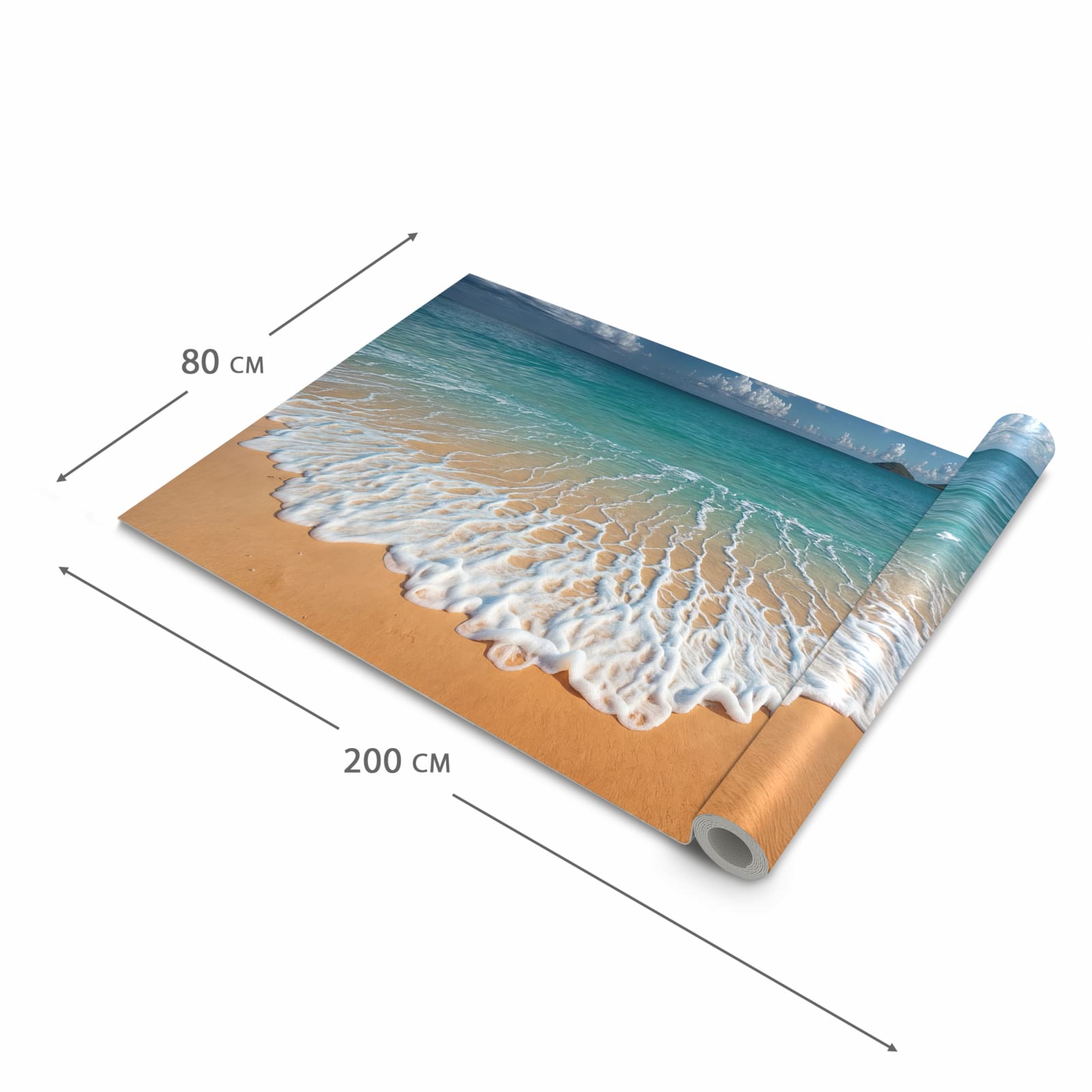 Hygienischer Küchenteppich mit Motiv Wellen am Sandstrand in der Grösse 90x180 cm