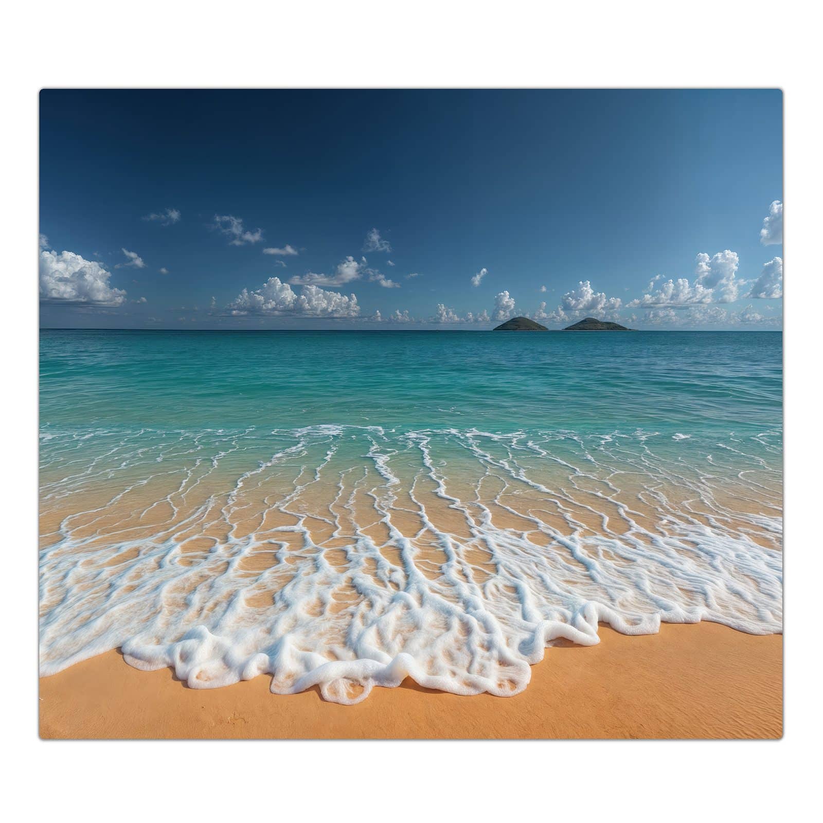 1-teilige Herdabdeckplatte mit Wellen am Sandstrand-Motiv in der Frontansicht