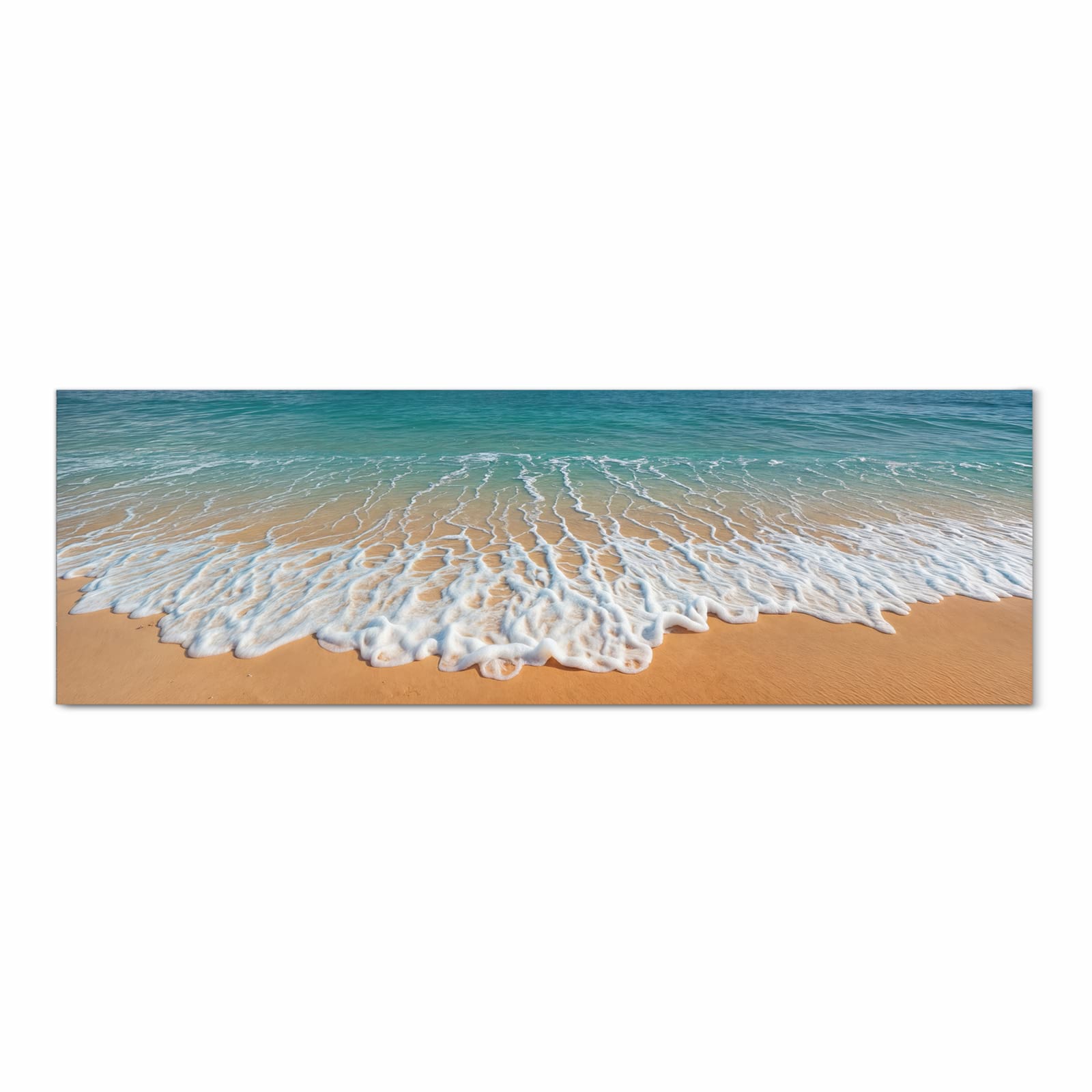 Langlebiger Küchenläufer mit Motiv Wellen am Sandstrand in Frontansicht für moderne Küchen