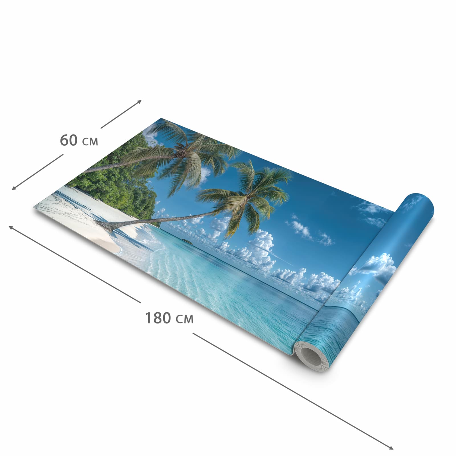 Formstabiler großer Küchenteppich mit Motiv Strandurlaub in der Größe 80x300 cm