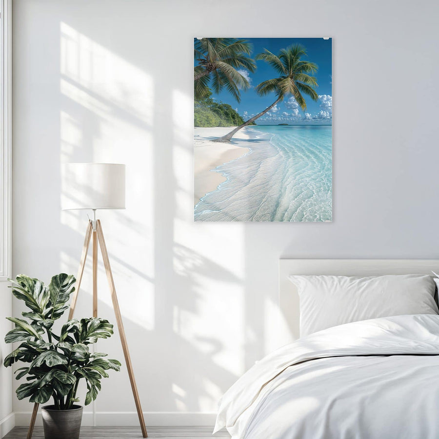 Maße Wandbild - Zwei Palmen am Meer - Hochformat