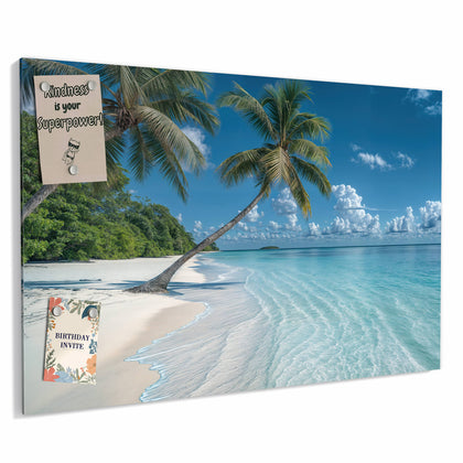 Metall Magnettafel mit dem Motiv Zwei Palmen am Meer