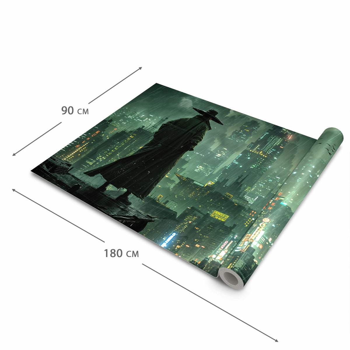 Bodenschonender rutschfester Küchenteppich mit Motiv Stadt in Regen in der Grösse 80x300 cm
