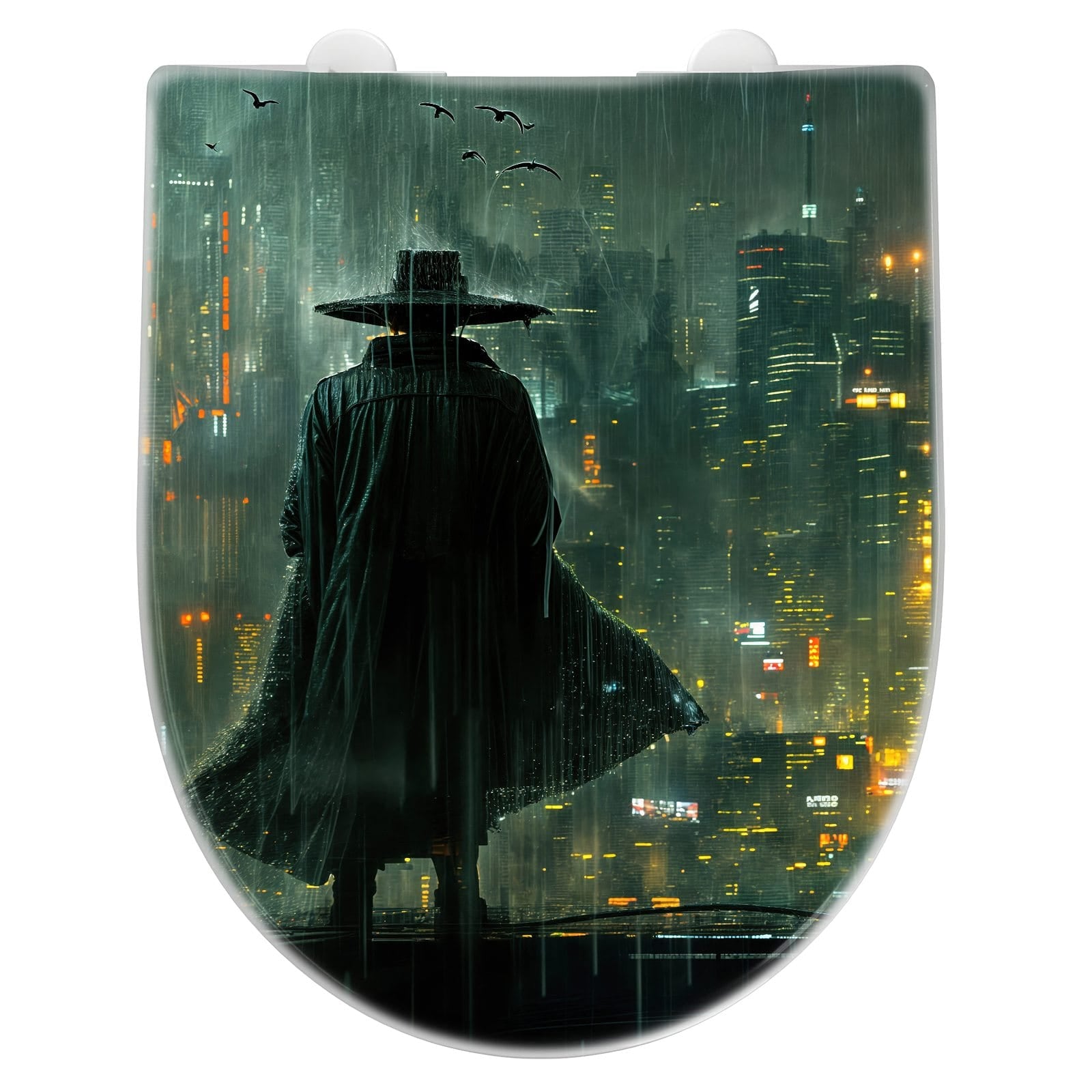 WC-Sitz mit Absenkautomatik Regenmantel Stadt