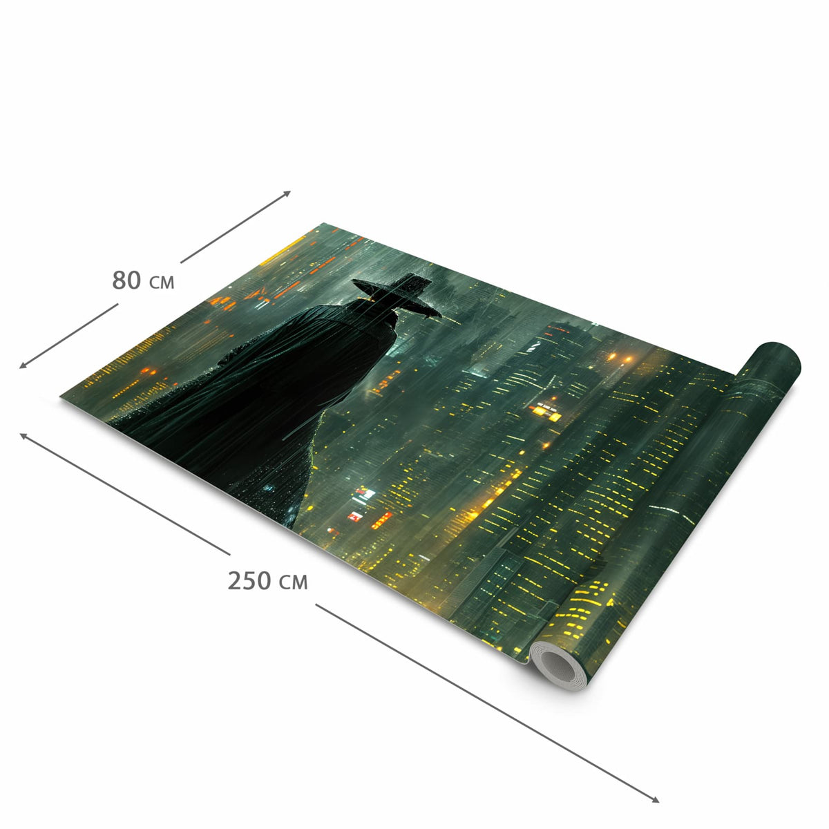 Fleckenresistenter waschbarer Läufer Küche mit Motiv Regenmantel Stadt in der Grösse 80x300 cm