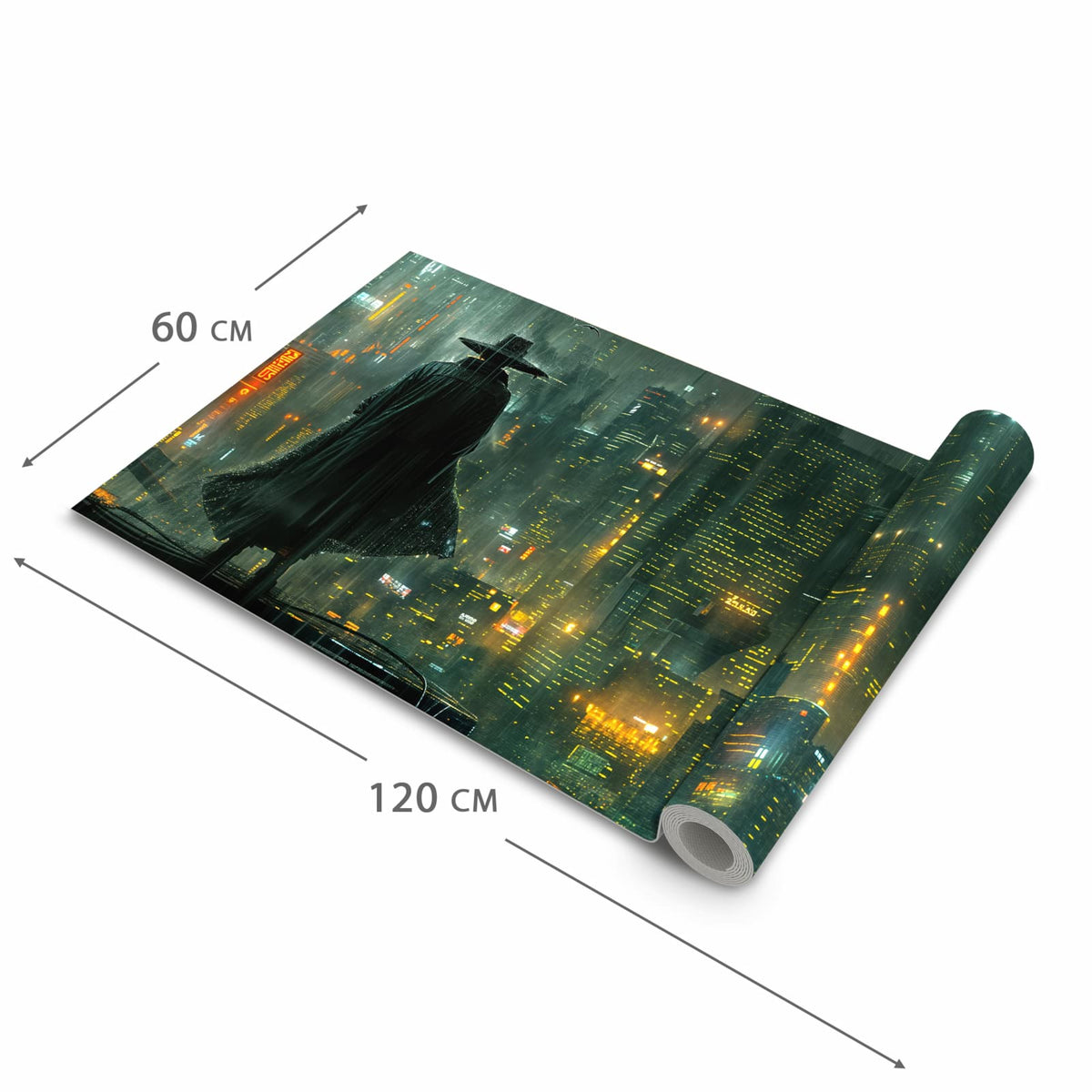 Formstabiler Küchenläufer mit Motiv Regenmantel Stadt in der Grösse 80x280 cm