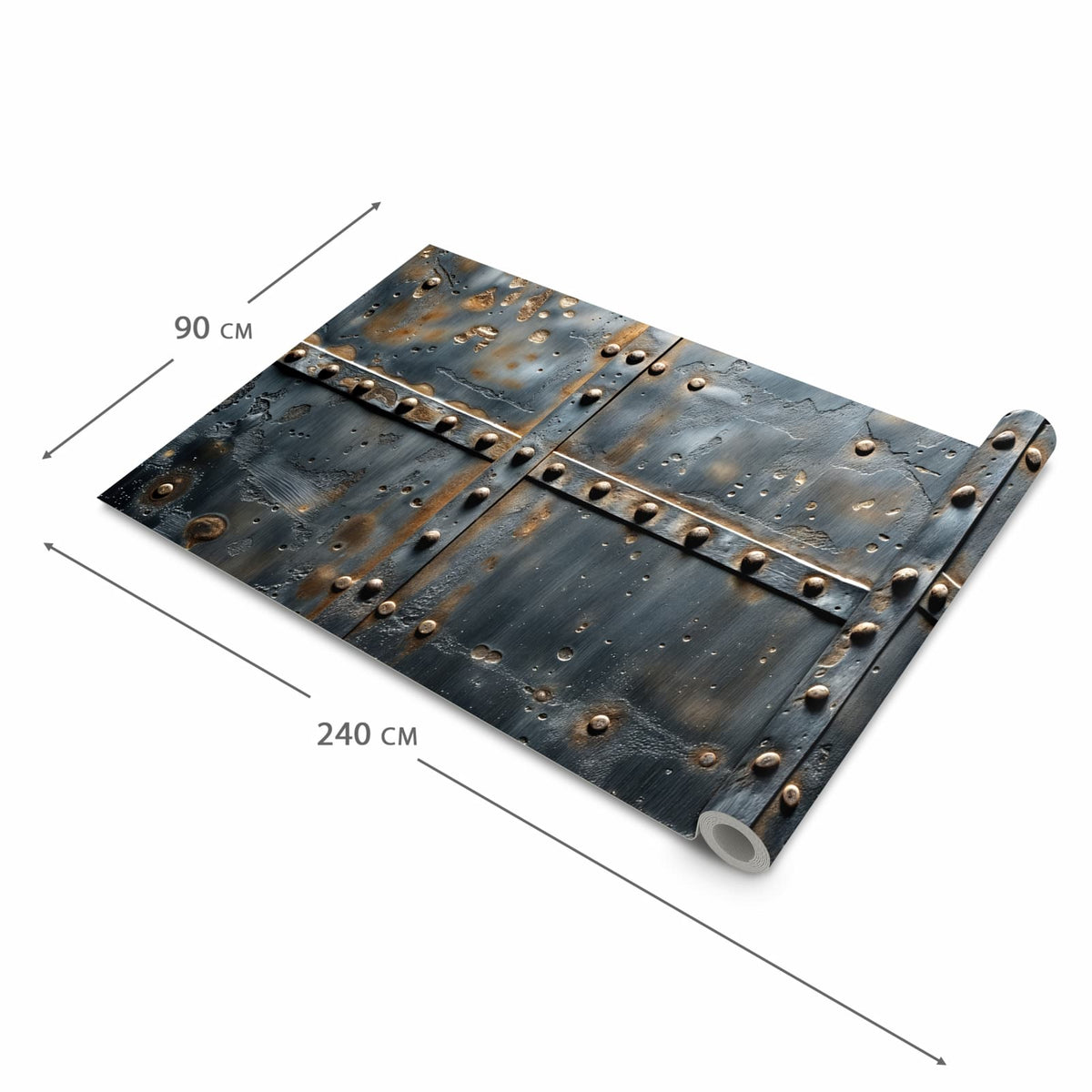 Farbbeständiger Läufer für die Küche mit Motiv Metalltür Design in der Grösse 80x280 cm