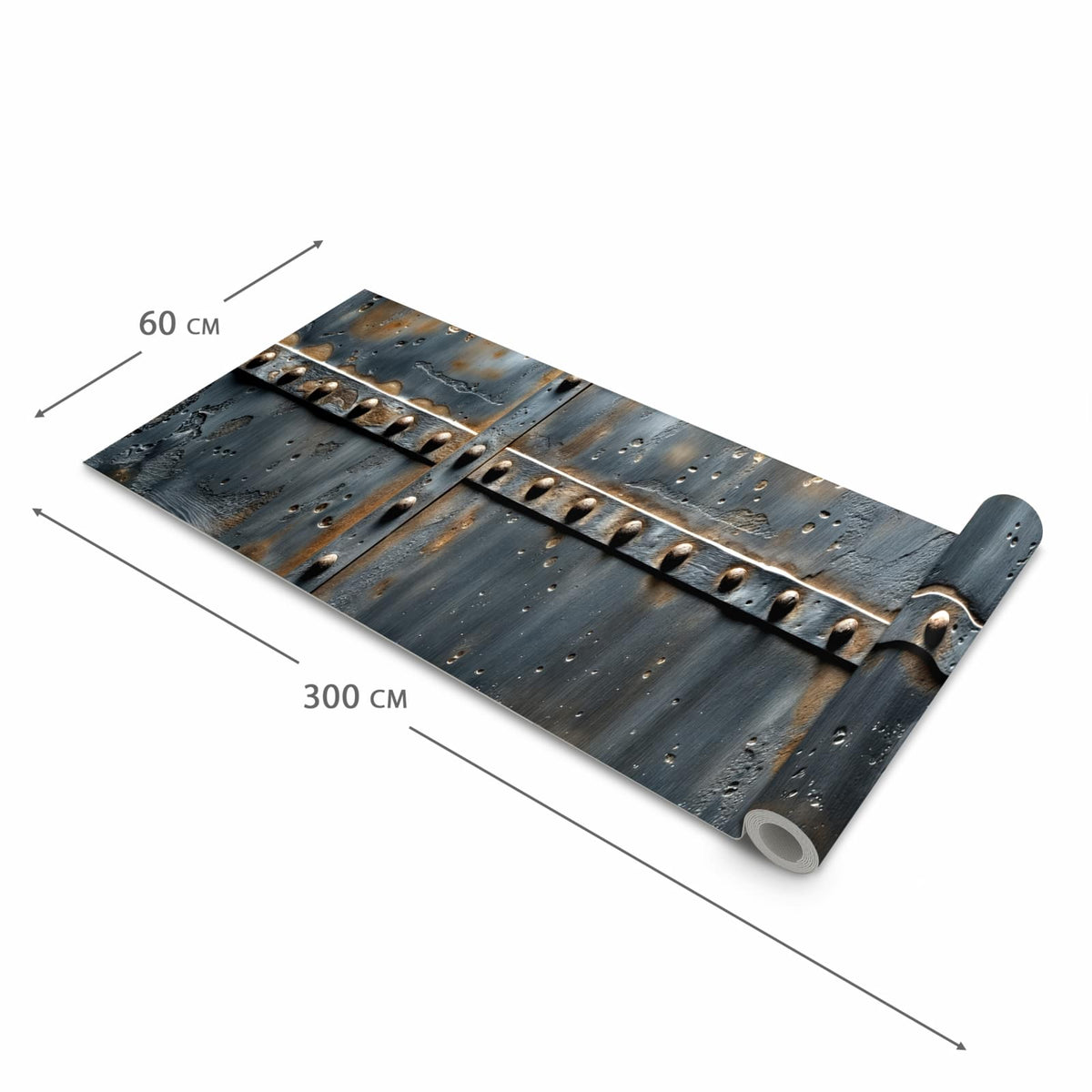 Waschbarer Küchenteppich mit Motiv Metalltür Design in der Größe 80x280 cm