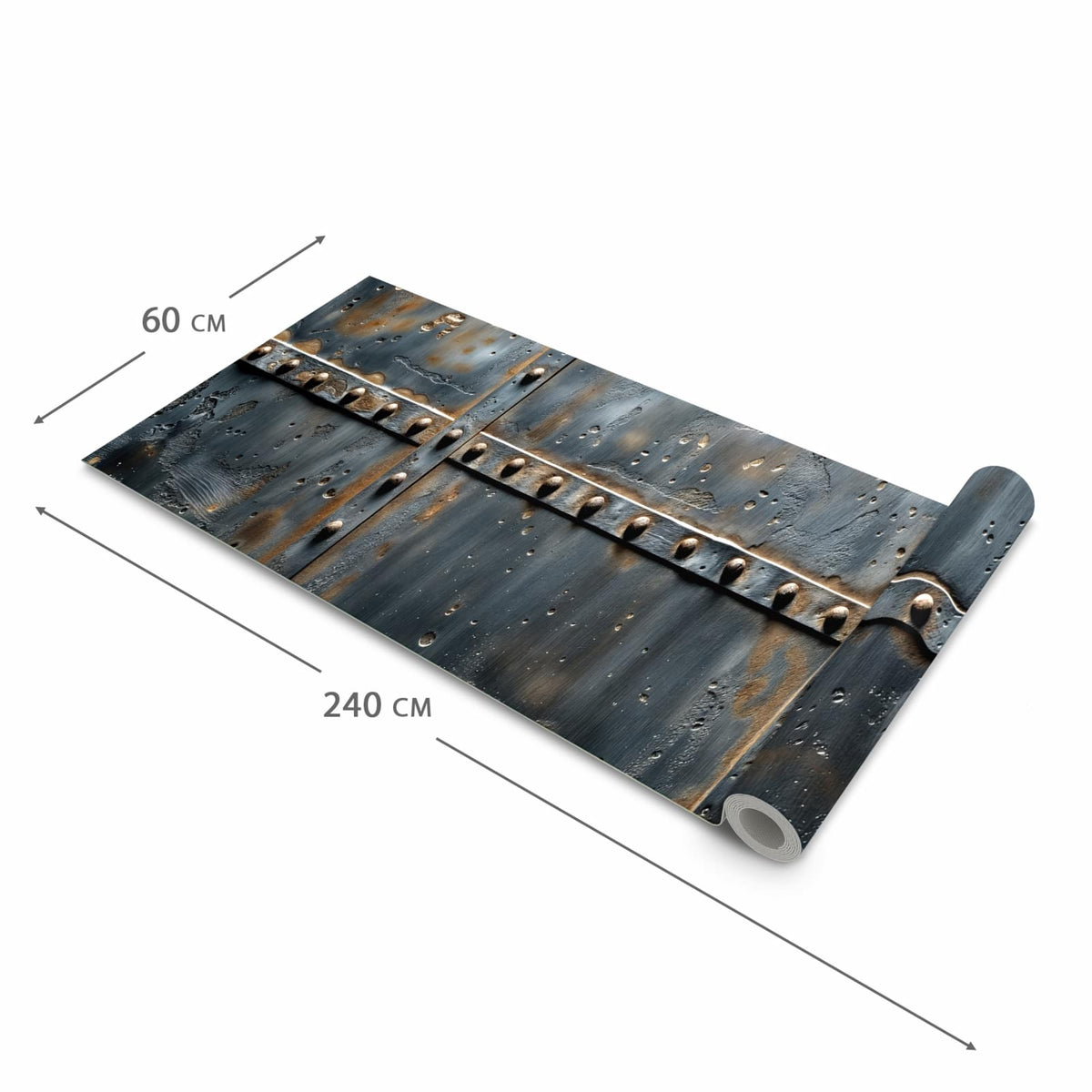 Hygienischer abwaschbarer Küchenteppich mit Motiv Metalltür Design in der Grösse 80x280 cm