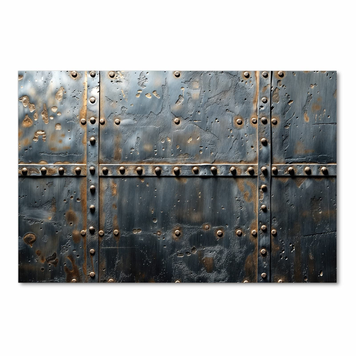 Abriebfester Küchenteppich mit Motiv Metalltür Design in Frontansicht