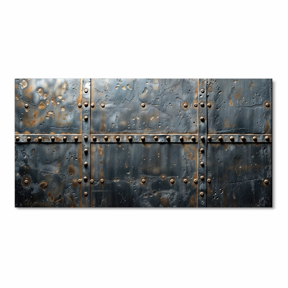 Bodenschonender moderner Küchenläufer mit Motiv Metalltür Design in Frontansicht