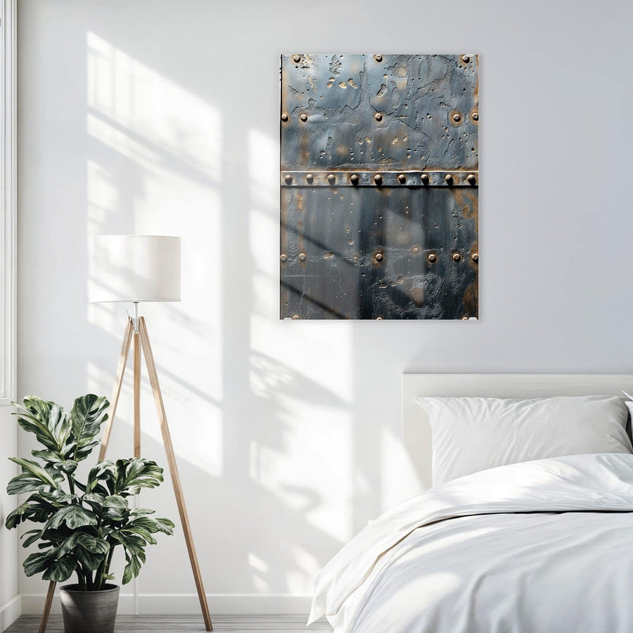 Maße Wandbild - Stahl mit Nieten - Hochformat