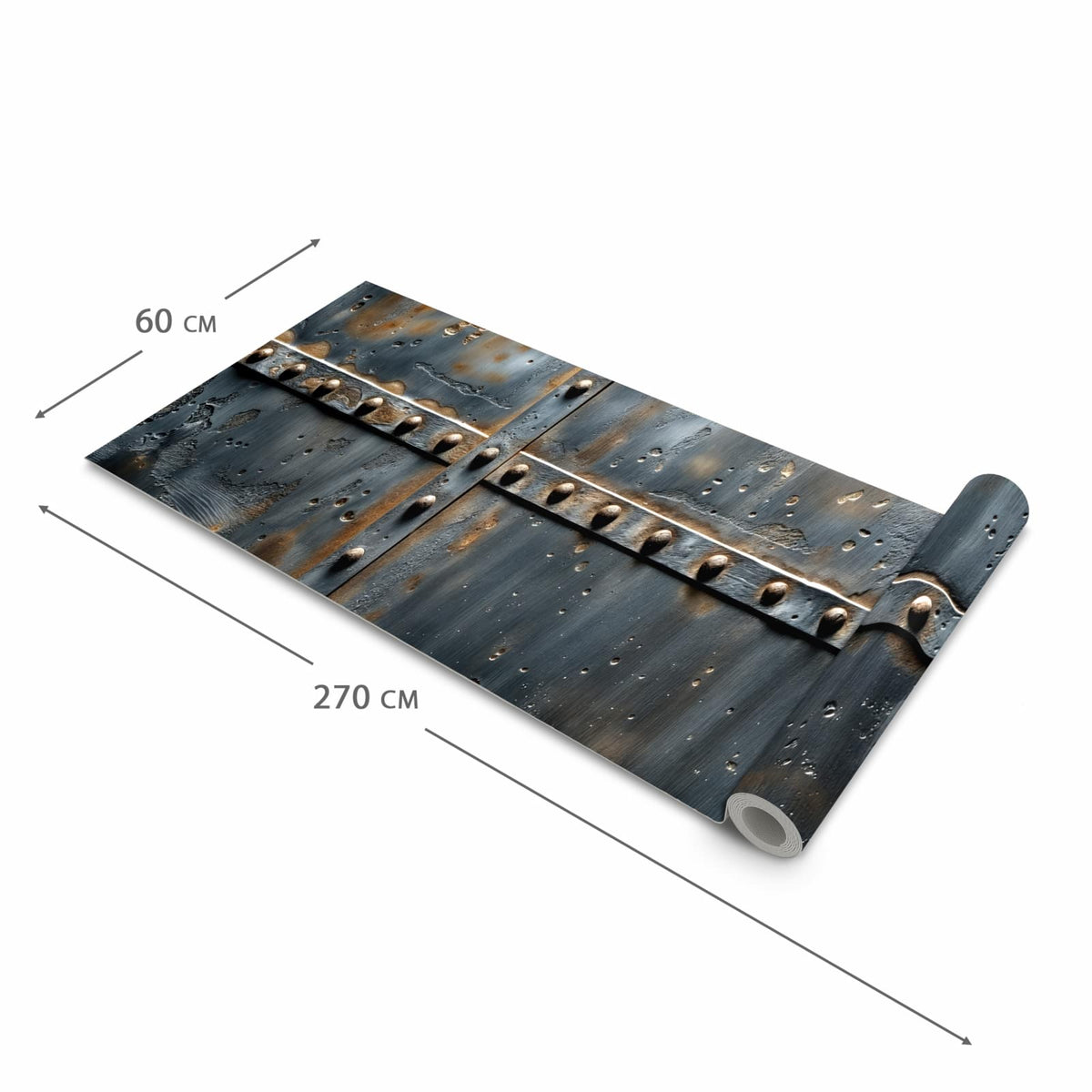 Strapazierfähiger Küchenläufer mit Motiv Metalltür Design in der Grösse 80x280 cm