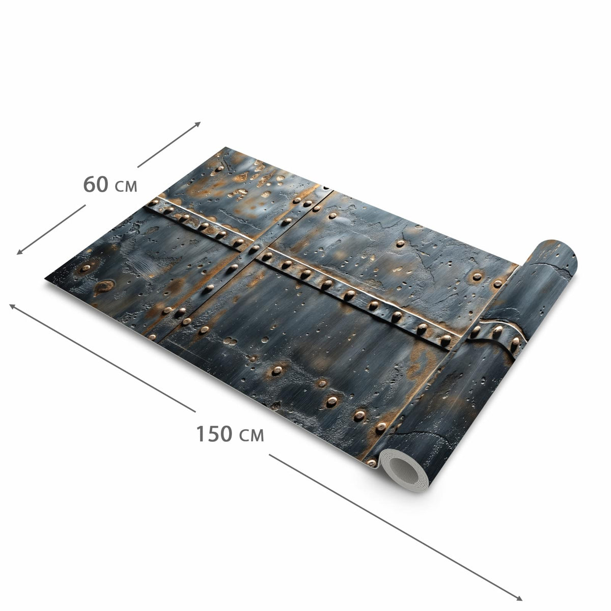 Pflegeleichter moderner Küchenläufer mit Motiv Metalltür Design in der Grösse 80x280 cm