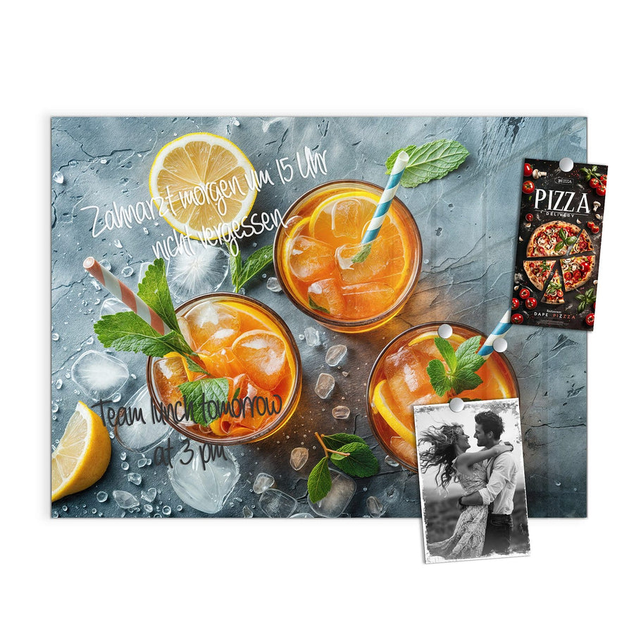 Maße Magnettafel - Drei Drinks mit Zitrone