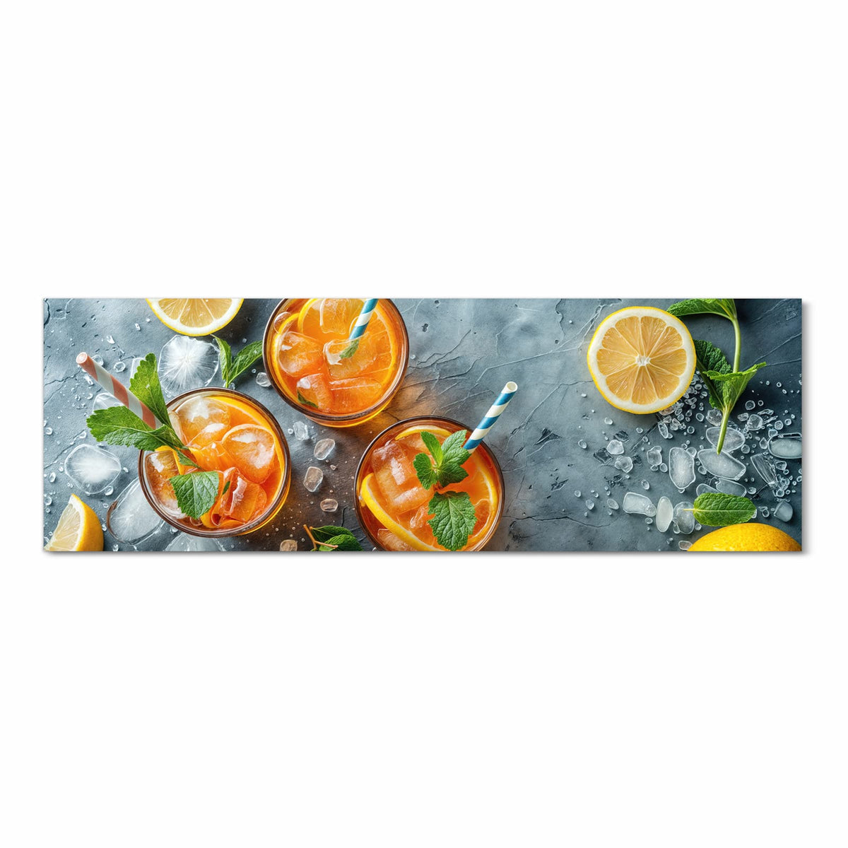 Waschbarer Küchenläufer mit Motiv Sommerlicher Drink in Frontansicht für angenehme Haptik