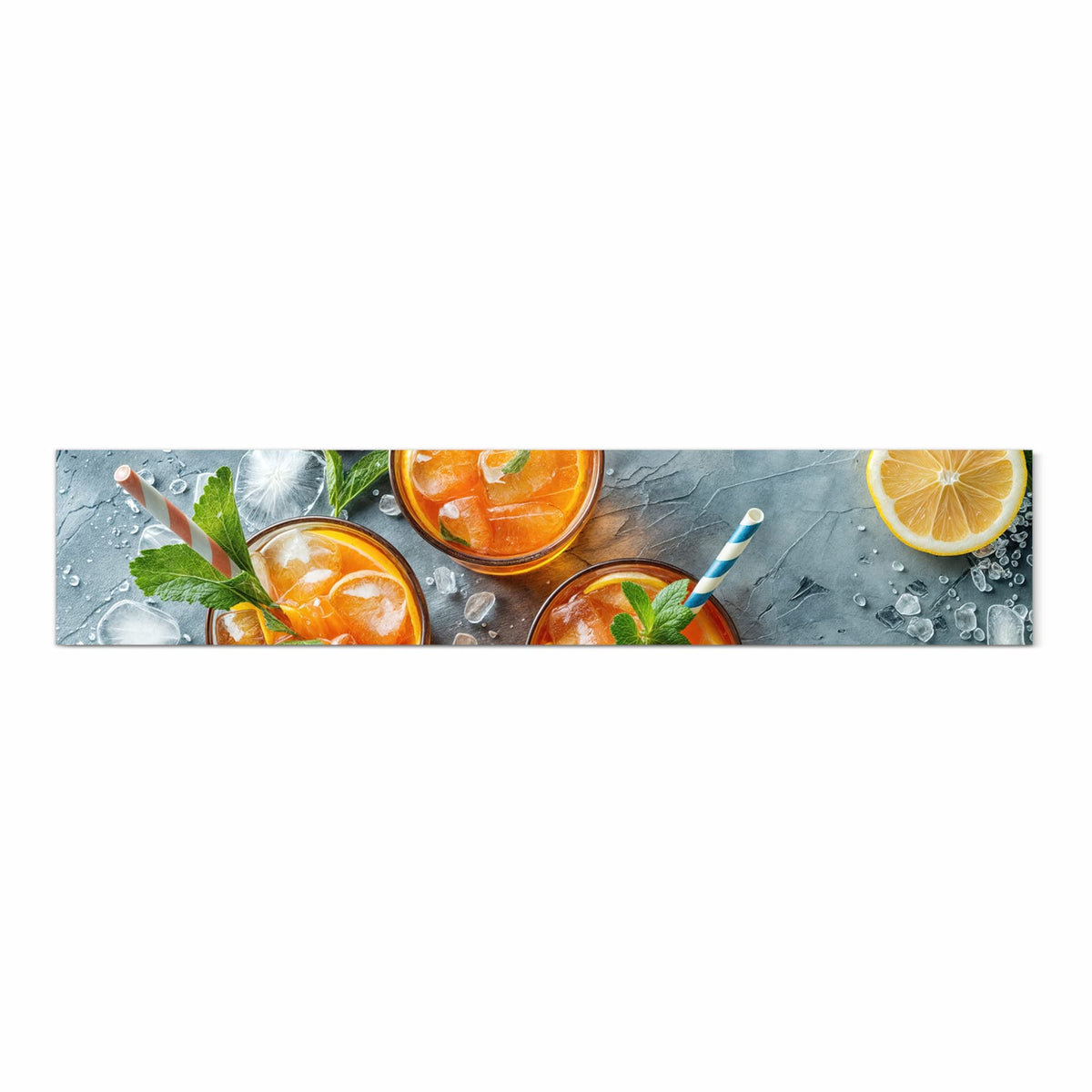 Waschbarer rutschfester Küchenläufer mit Motiv Sommerlicher Drink in Frontansicht