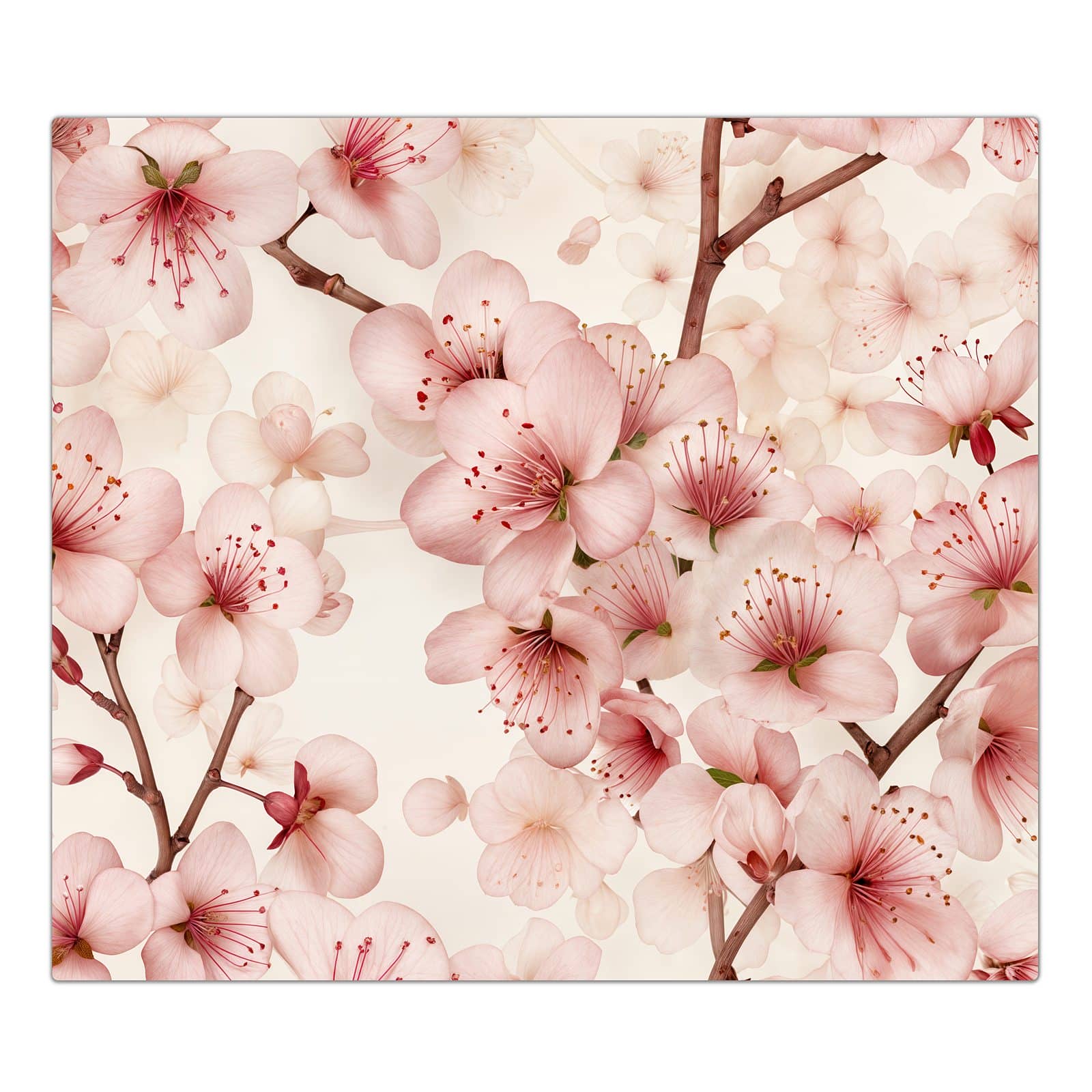 1-teilige Herdabdeckung für Induktionsfeld mit Kirschblüten-Motiv in der Frontansicht #grösse_1-Teilig (60x52cm)