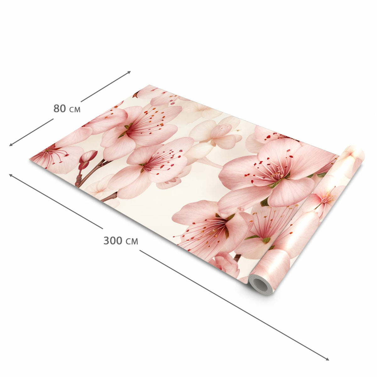 Farbbeständiger Küchenteppich mit Motiv Kirschblüten in der Größe 80x280 cm