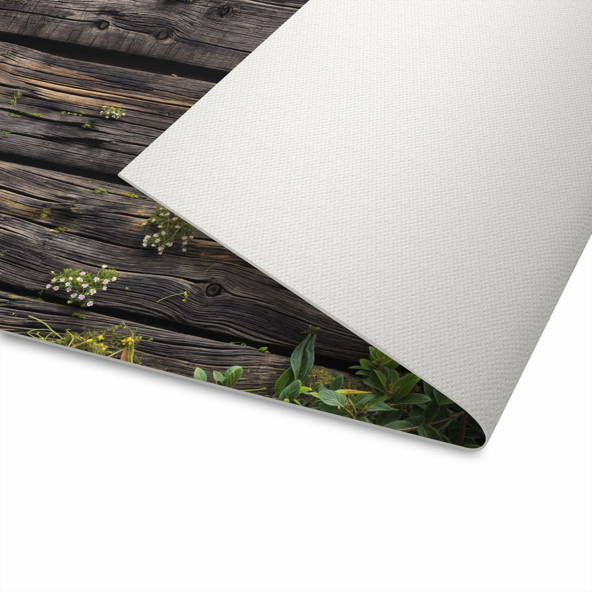 Farbbeständiger Läufer für Eingangsbereich mit Motiv Holz mit Blumen auf Unterseite
