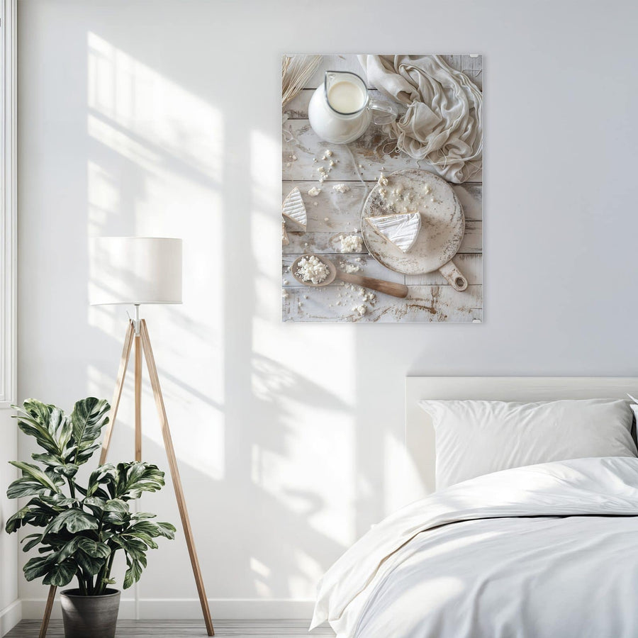 Maße Wandbild - Käse und Weizenähren - Hochformat