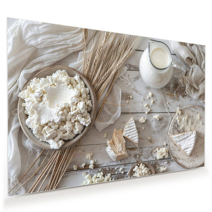 Wandbild mit dem Motiv Käse und Weizenähren