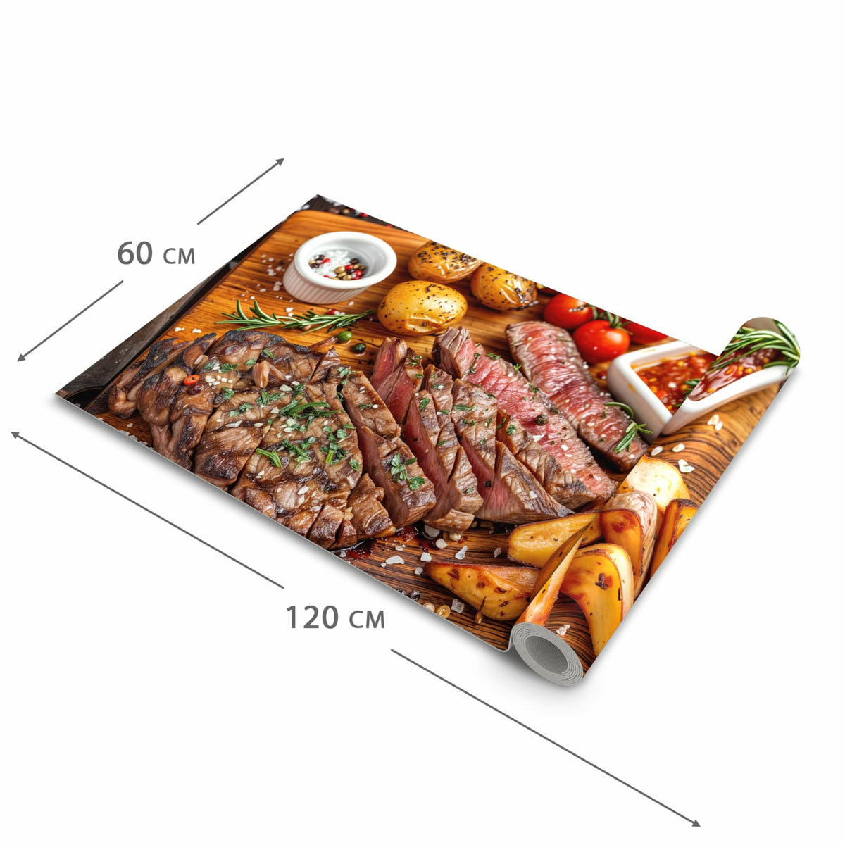 Waschbarer Küchenteppich mit Motiv Grillplatte in der Grösse 80x200 cm für Trittkomfort