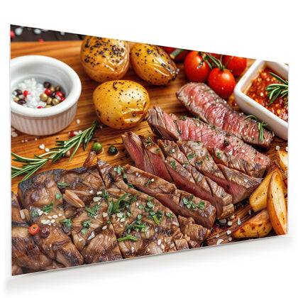 Wandbild mit dem Motiv Steak mit Kartoffeln