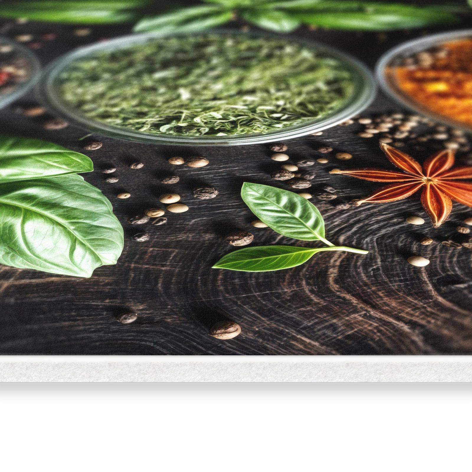 Rutschfester Küchenteppich mit Motiv Gewürze Und Kräuter in seitlicher Ansicht