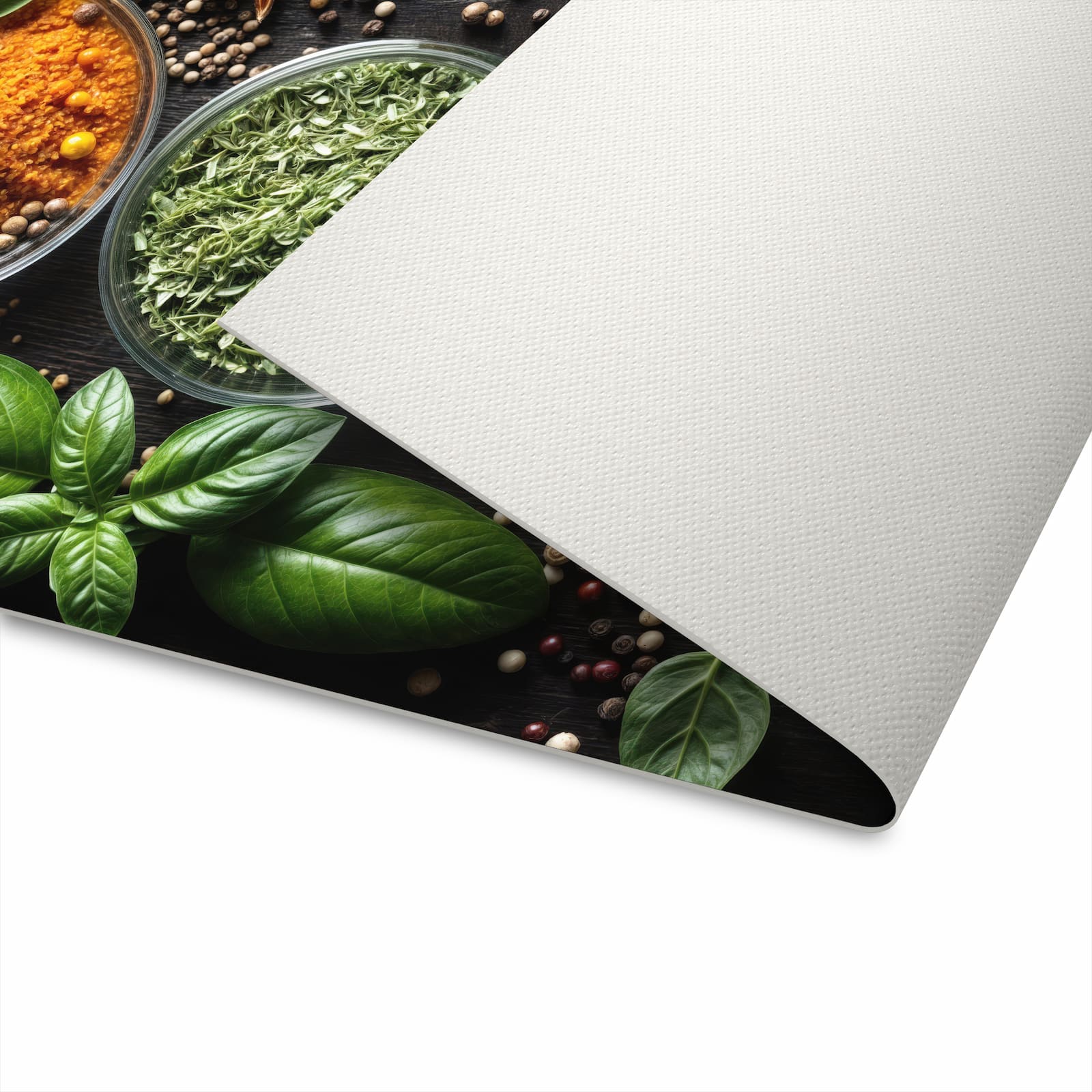 Waschbarer Küchenläufer mit Motiv Gewürze Und Kräuter für Ordnung in der Unterseite