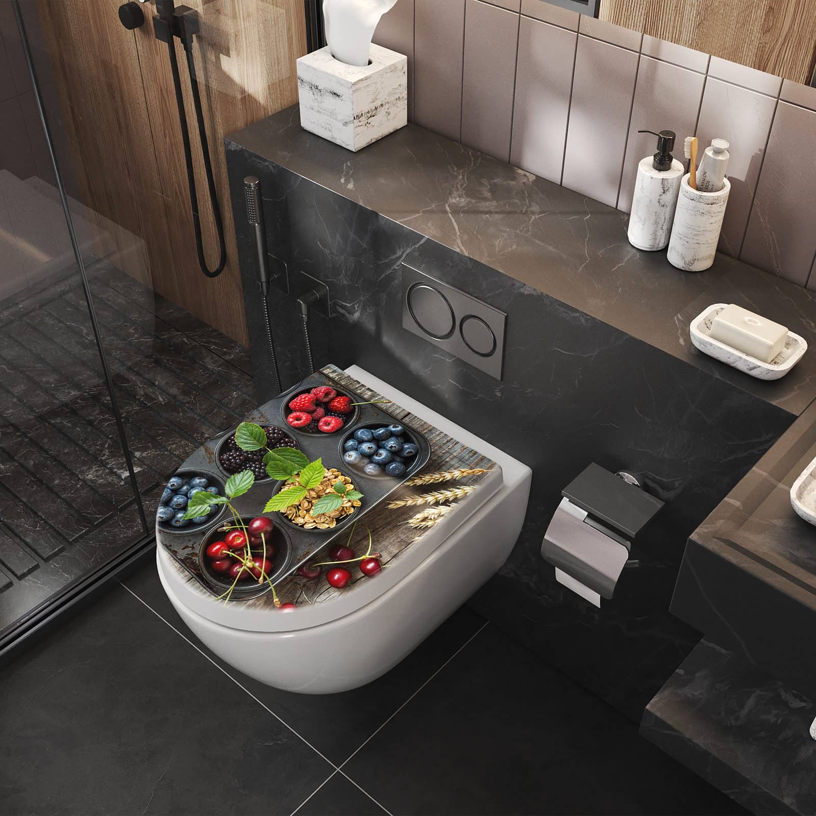 WC-Sitz mit Absenkautomatik Bunte Beeren