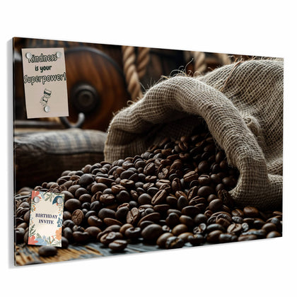 Metall Magnettafel mit dem Motiv Kaffeesack mit Bohnen