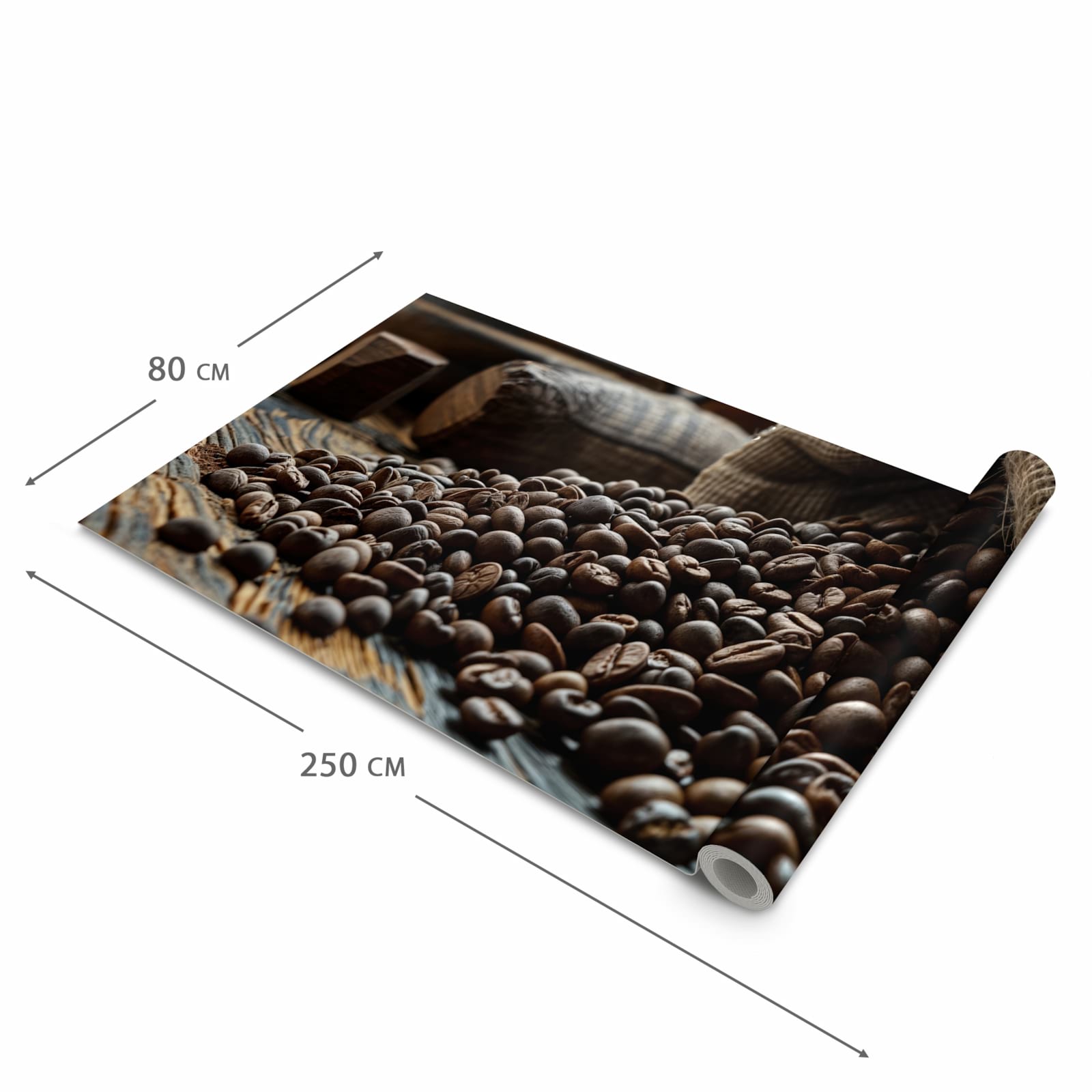 UV-beständiger waschbarer Küchenteppich mit Motiv Kaffeebohnen Sack in der Größe 60x300 cm