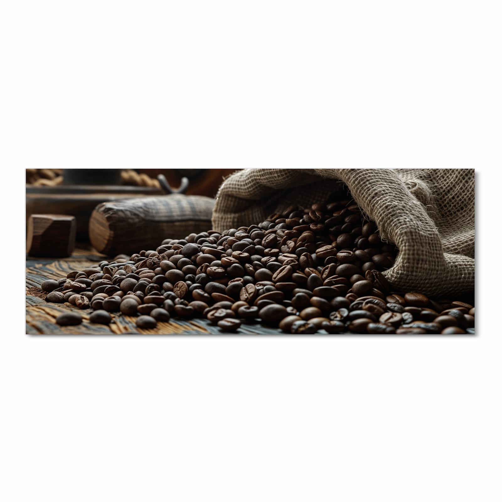 Küchenteppich mit Motiv Kaffeebohnen Sack in Frontansicht für sicheres Aufbewahren