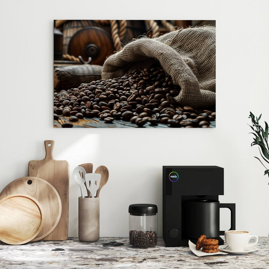 Maße Metall Magnettafel - Kaffeesack mit Bohnen