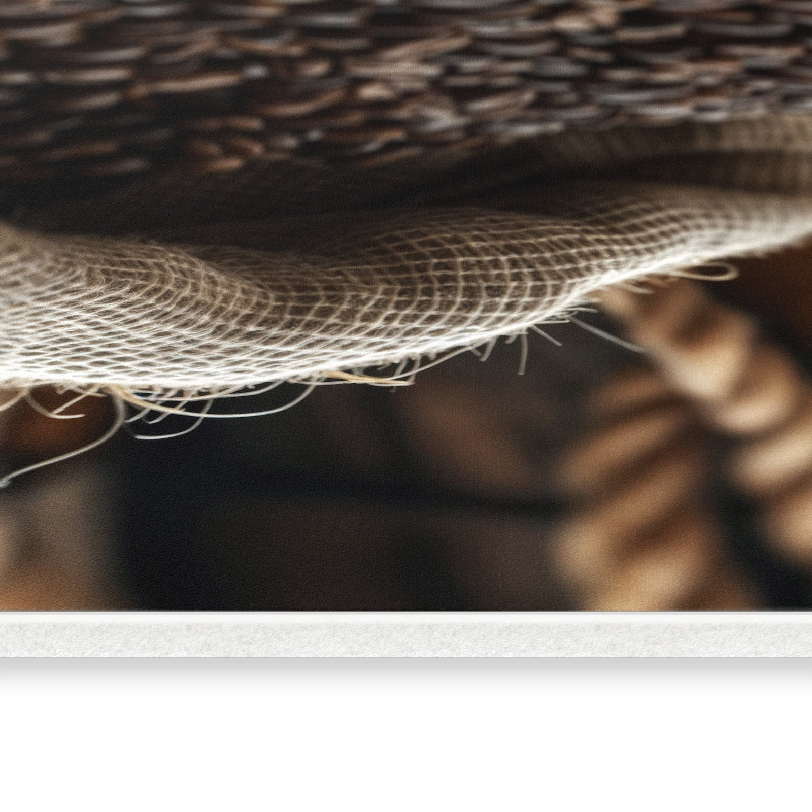 Langlebiger waschbarer Teppich für Esstisch mit Motiv Kaffeebohnen Sack in seitlicher Ansicht