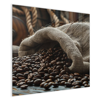 Magnettafel mit dem Motiv Kaffeesack mit Bohnen