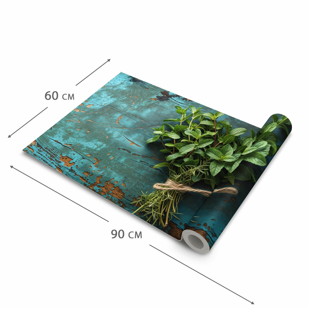 Hygienischer rutschfester Läufer mit Motiv Alte Schereauf Holz in der Grösse 60x270 cm