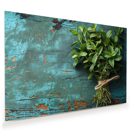 Wandbild mit dem Motiv Alte Schere auf Holz