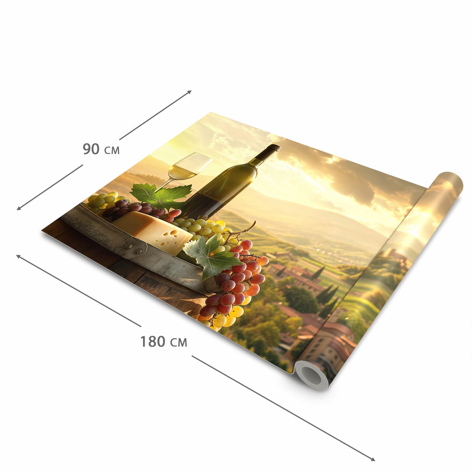 Geruchsneutraler waschbarer Teppich Küche mit Motiv Weinland Idylle in der Grösse 60x270 cm