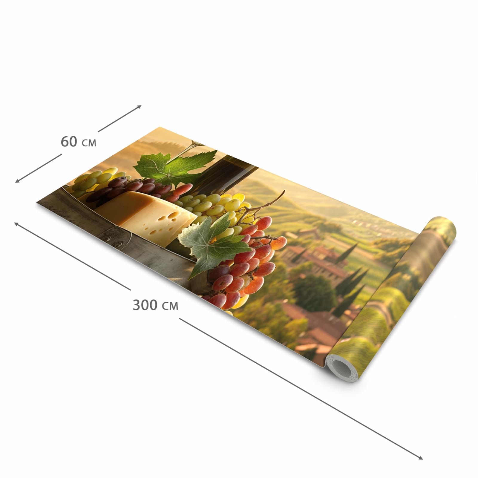 Abriebfester Küchenteppich mit Motiv Weinland Idylle in der Grösse 60x270 cm für die Küche