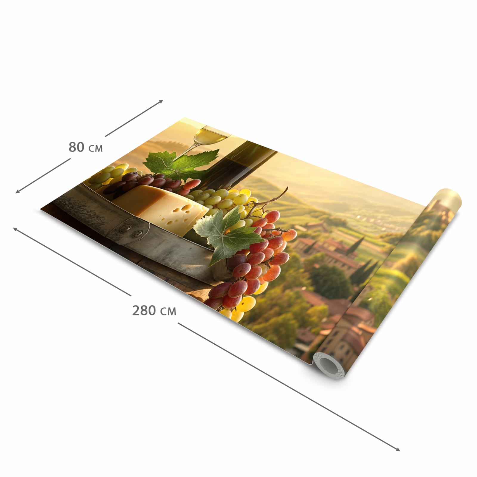 Fleckenresistenter Küchenläufer mit Motiv Weinland Idylle in der Grösse 60x270 cm