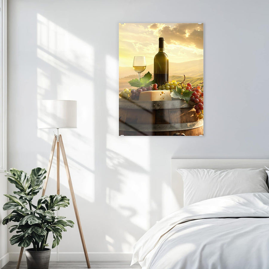 Maße Wandbild - Wein und Käse - Hochformat