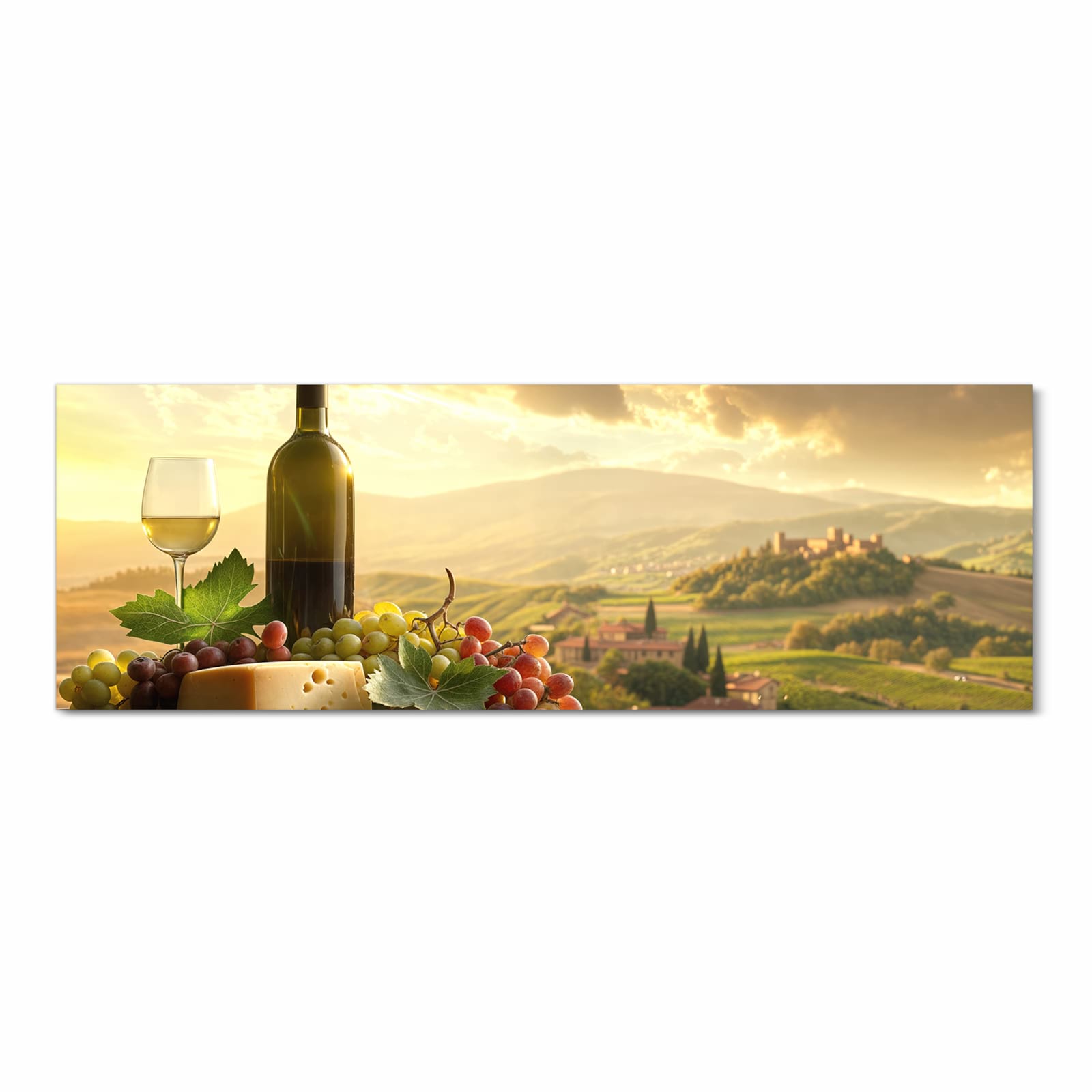 Farbbeständiger Bodenläufer mit Motiv Weinland Idylle in Frontansicht