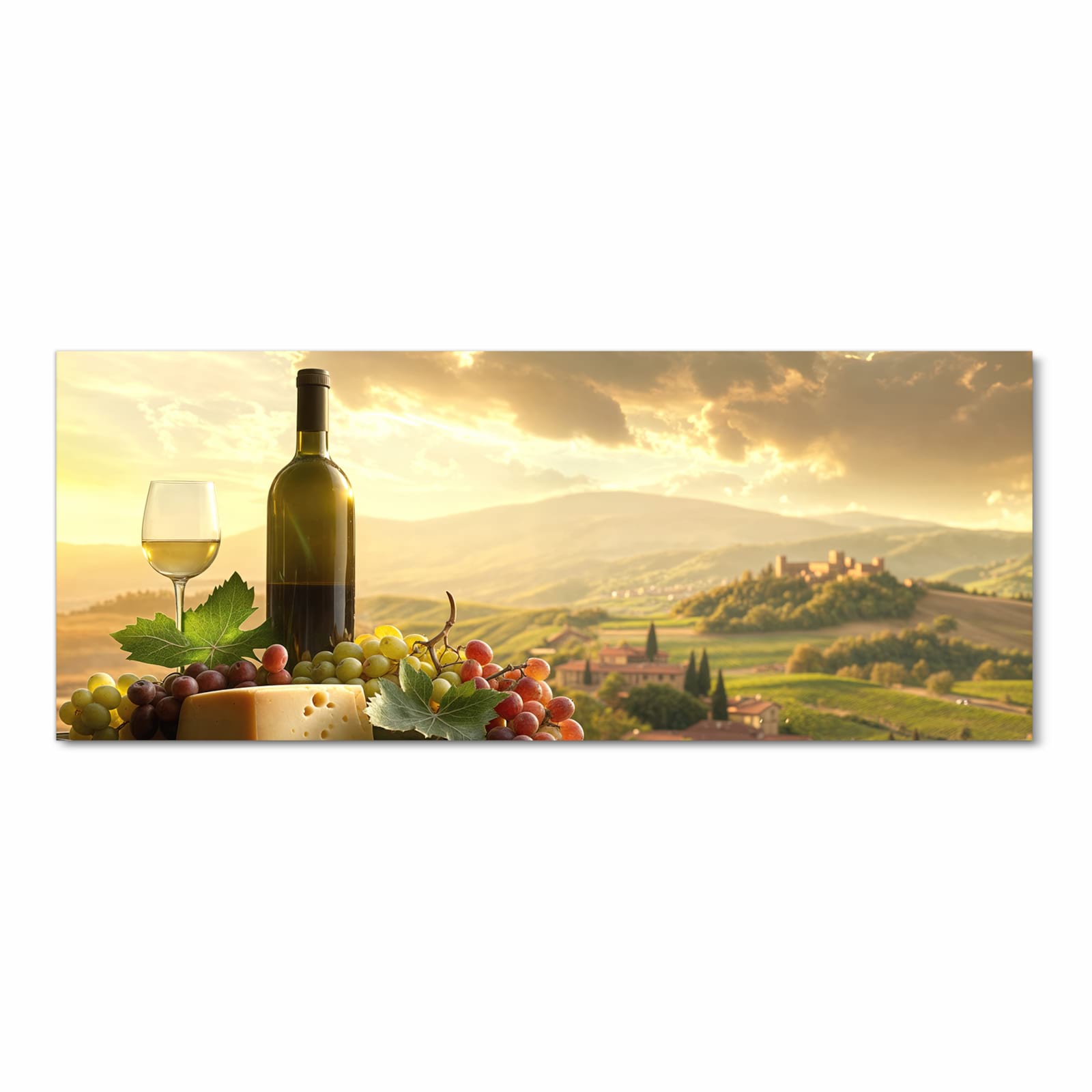 Bodenschonender rutschfester Küchenteppich mit Motiv Weinland Idylle in Frontansicht