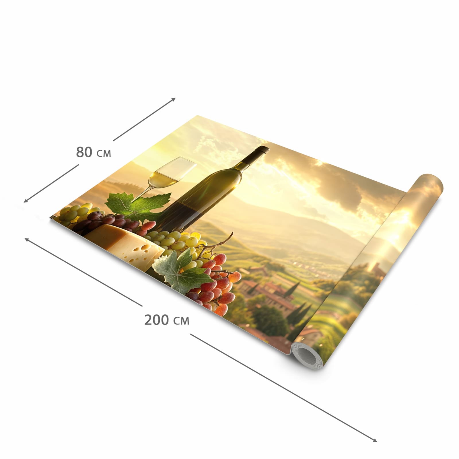 Komfortabler Läufer Küche mit Motiv Weinland Idylle in der Grösse 60x270 cm