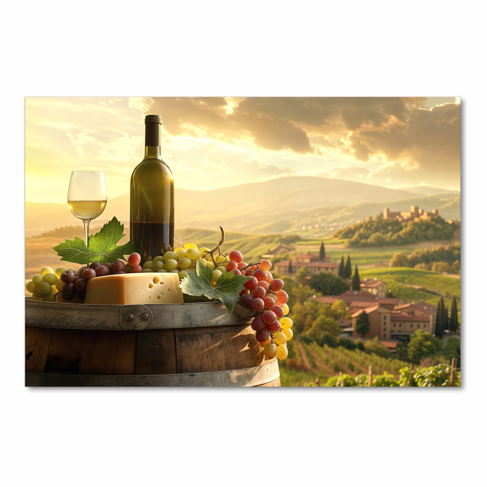 Geräuschdämpfender Küchenteppich mit Motiv Weinland Idylle in Frontansicht