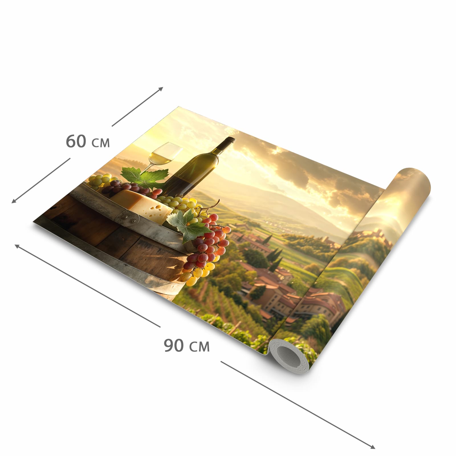 UV-beständiger Läufer für die Küche mit Motiv Weinland Idylle in der Grösse 60x270 cm